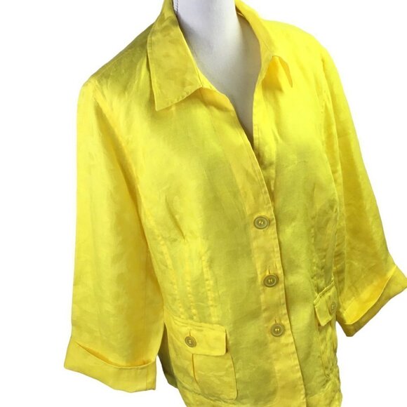 100% Linen Blazer 16W Jones New York Collection Suit Jacket 3/4 Sleeve 3 Button - Picture 2 of 10